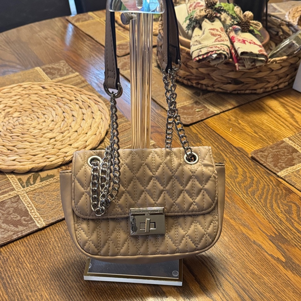 Kendall & Kylie Quilted Tan Chain Shoulder Bag